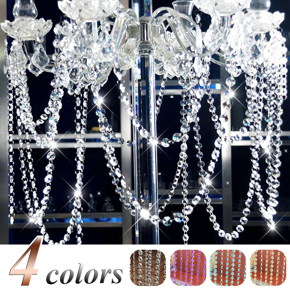 1m Home Crystal Clear Acrylic Bead Garland Chandelier Curtain Pendant Hanging Wedding Decoration Party Festive Supplies Decor