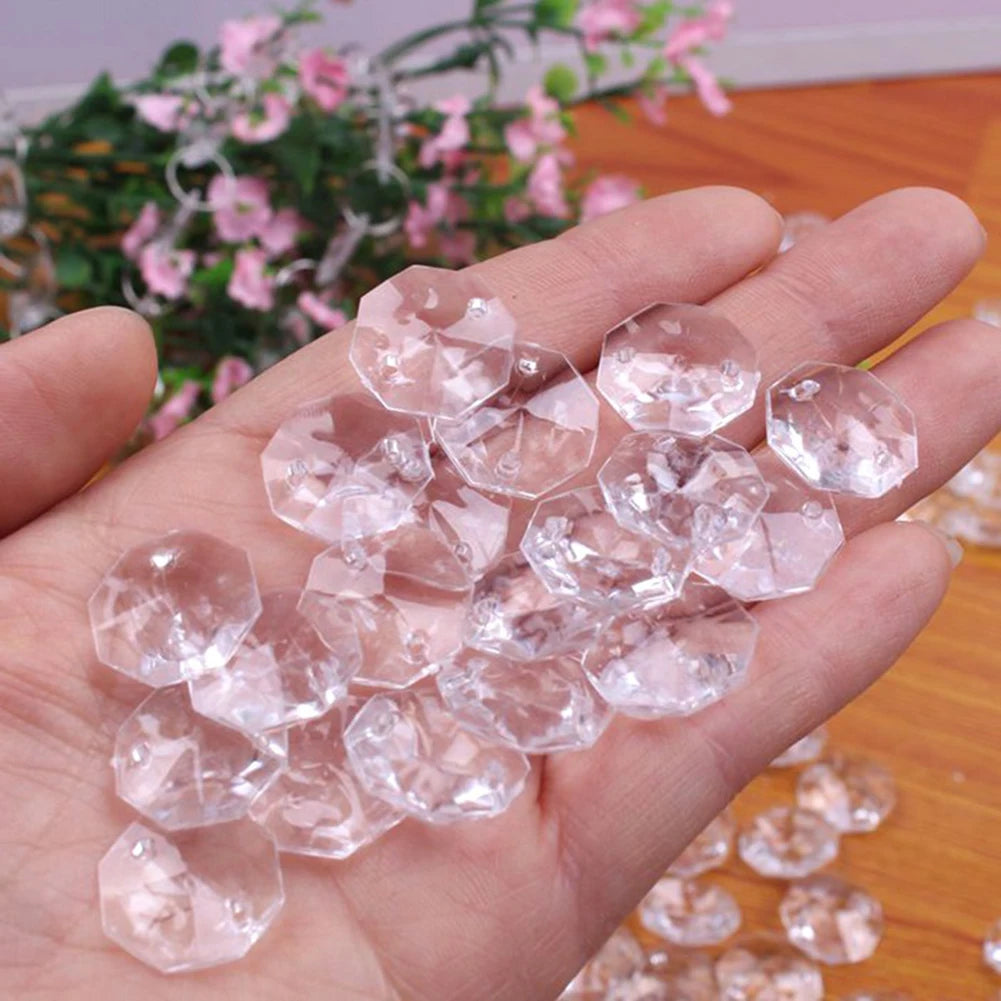 1m Home Crystal Clear Acrylic Bead Garland Chandelier Curtain Pendant Hanging Wedding Decoration Party Festive Supplies Decor